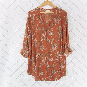 F21 Vintage Floral Rust Tunic Top Plus Size 2X